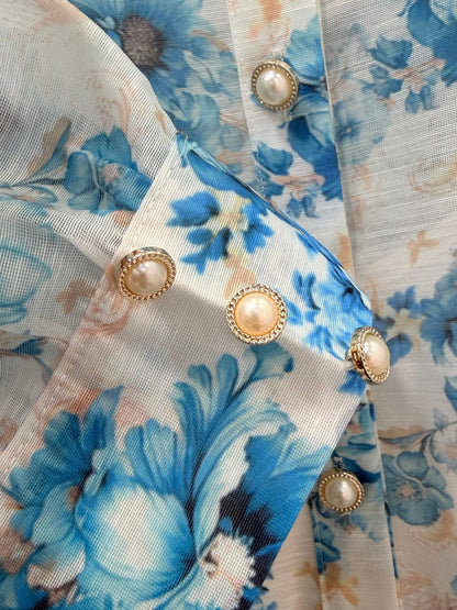 Zimmermann Alisa Dress Blue Floral Cotton 347322