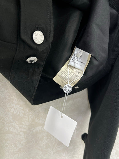 HM Lapel Zipper Jacket Black Viscose 304343