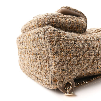Tweed Front Pocket Backpack Beige