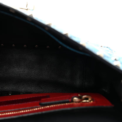 Metallic Wrinkled Lambskin Medium Rockstud Spike Shoulder Bag Peacock