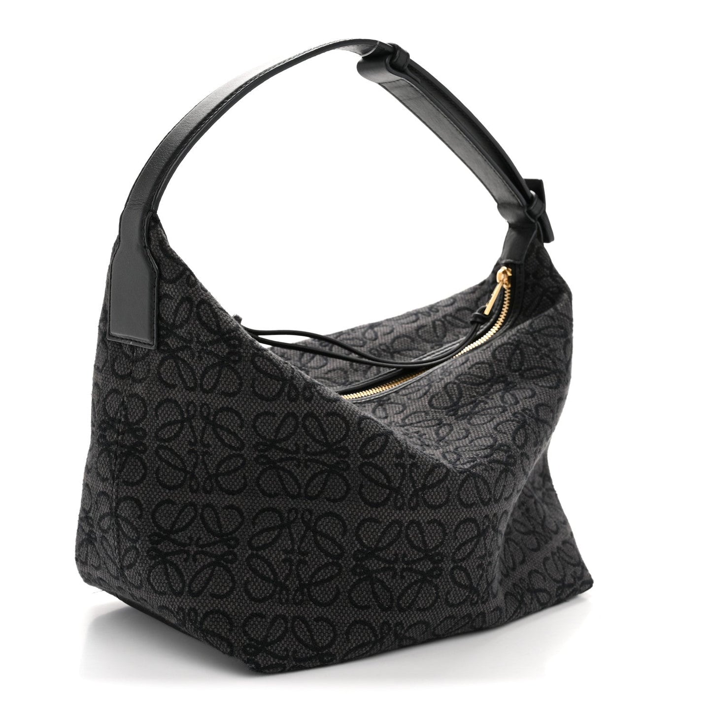 Jacquard Anagram Calfskin Medium Cubi Bag Anthracite Black