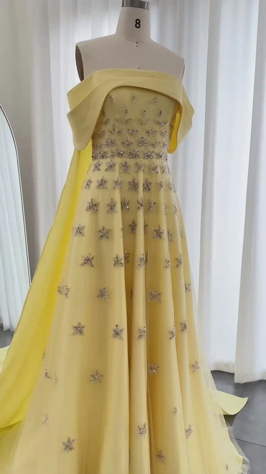 Gorgeous Sparkling Sequin Embroidery Off-the-shoulder A-Line Long Prom Dress Evening Dress TP4558
