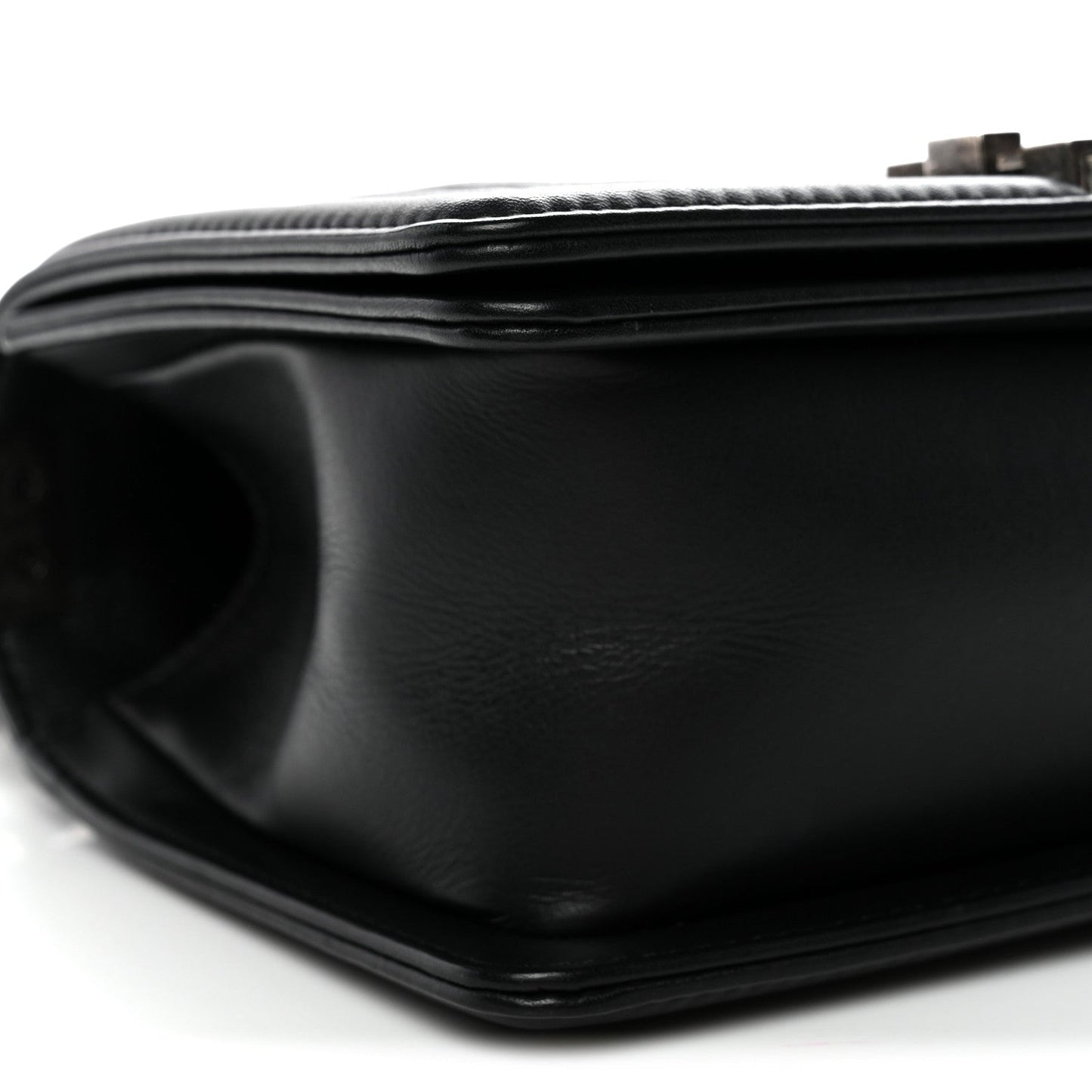 Calfskin Quilted Small Boy Flap Black