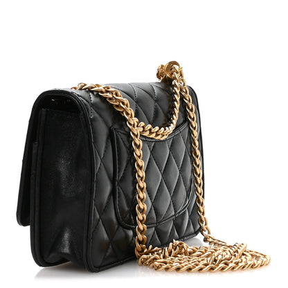 Lambskin Quilted Pillow Crush Wallet On Chain WOC Black