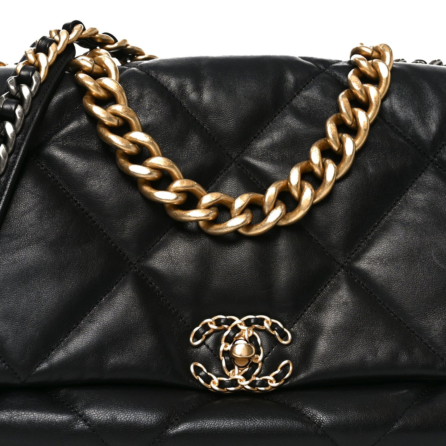Goatskin Quilted Maxi Chanel 19 Flap Black