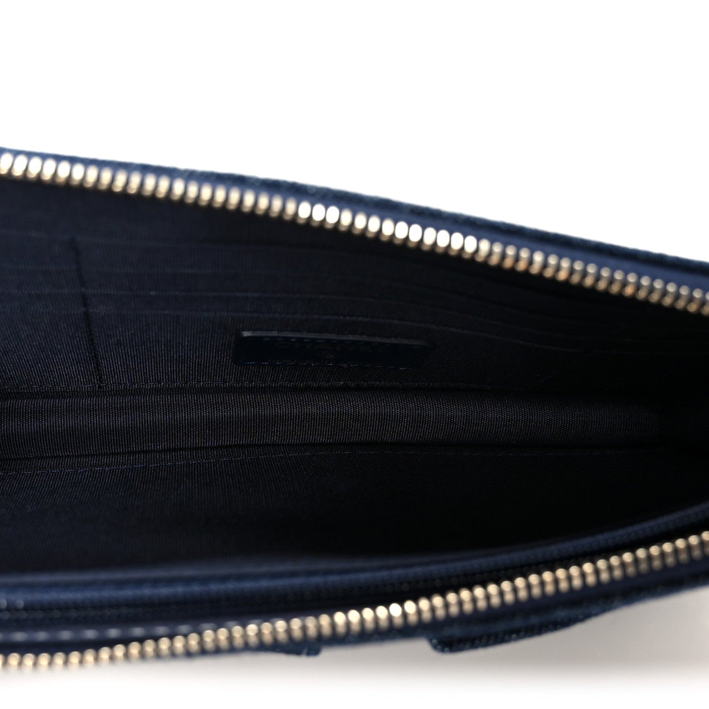 Denim Quilted Zipped Wristlet Clutch Blue