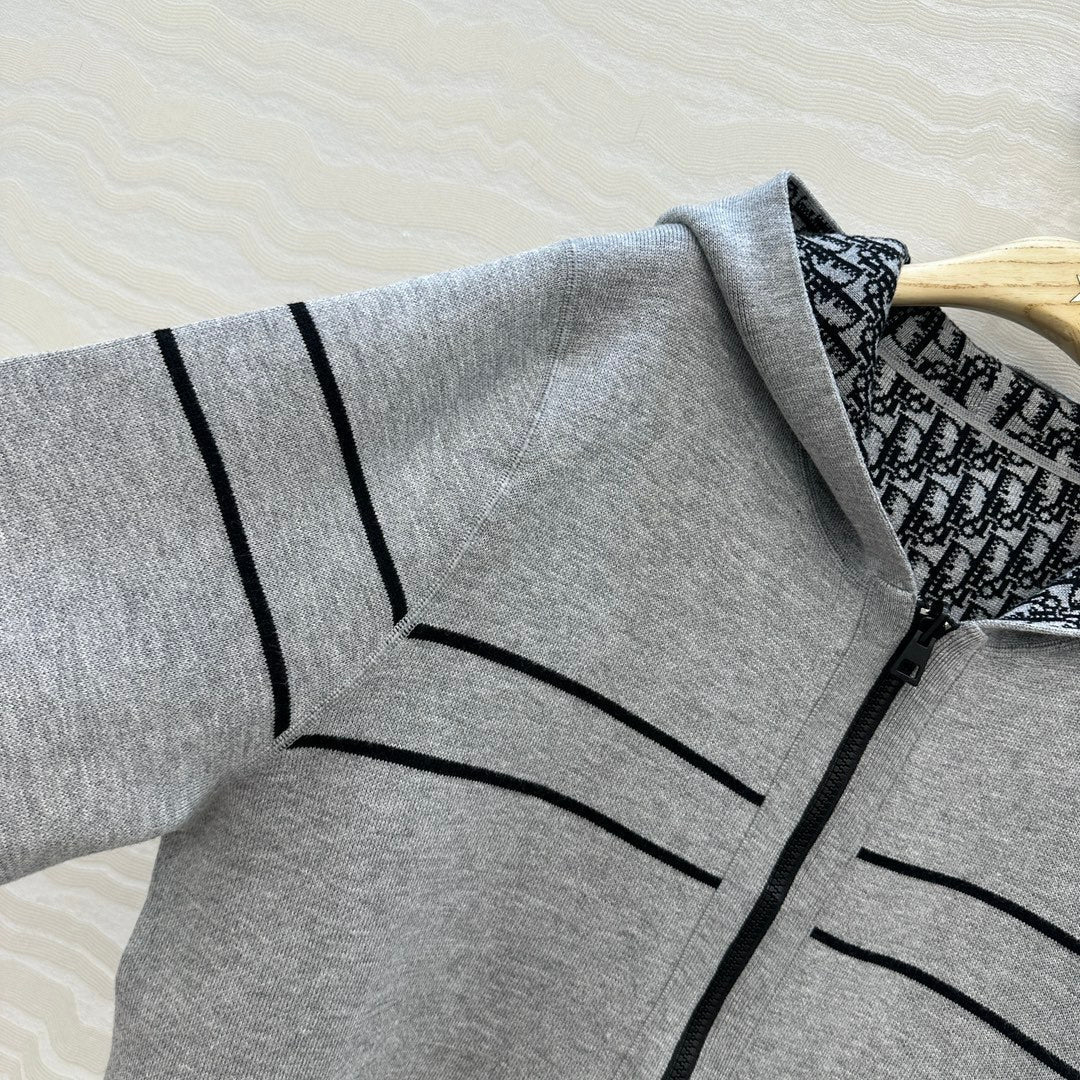 CD Hooded Jacket Grey Wool Cashmere