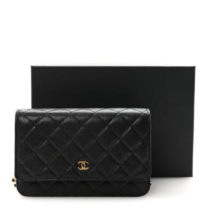 Caviar Quilted Wallet On Chain WOC Black