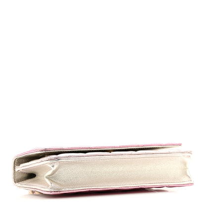 Gradient Metallic Lambskin Quilted Like A Wallet Wallet On Chain WOC Gold Pink
