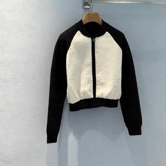 CD 25 Baseball Jacket Black White Cotton Polyester Nylon