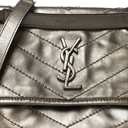 Crinkled Calfskin Matelasse Monogram Baby Niki Chain Satchel Platinum