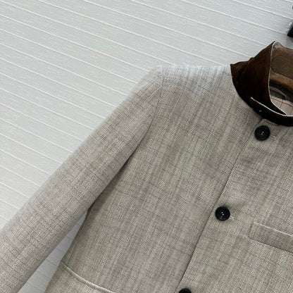 LP 25 Jacket Gray mix Brown Tencel Linen Cotton 310159