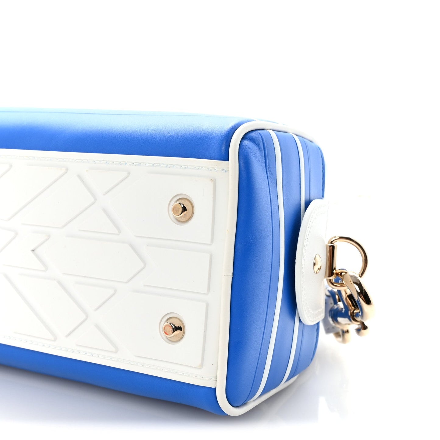 Calfskin Small Dior Vibe Zip Bowling Bag Blue