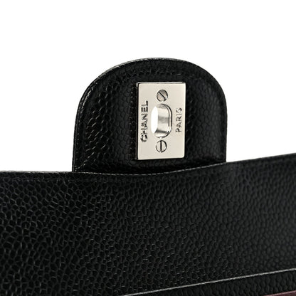Caviar Quilted Medium Double Flap Black
