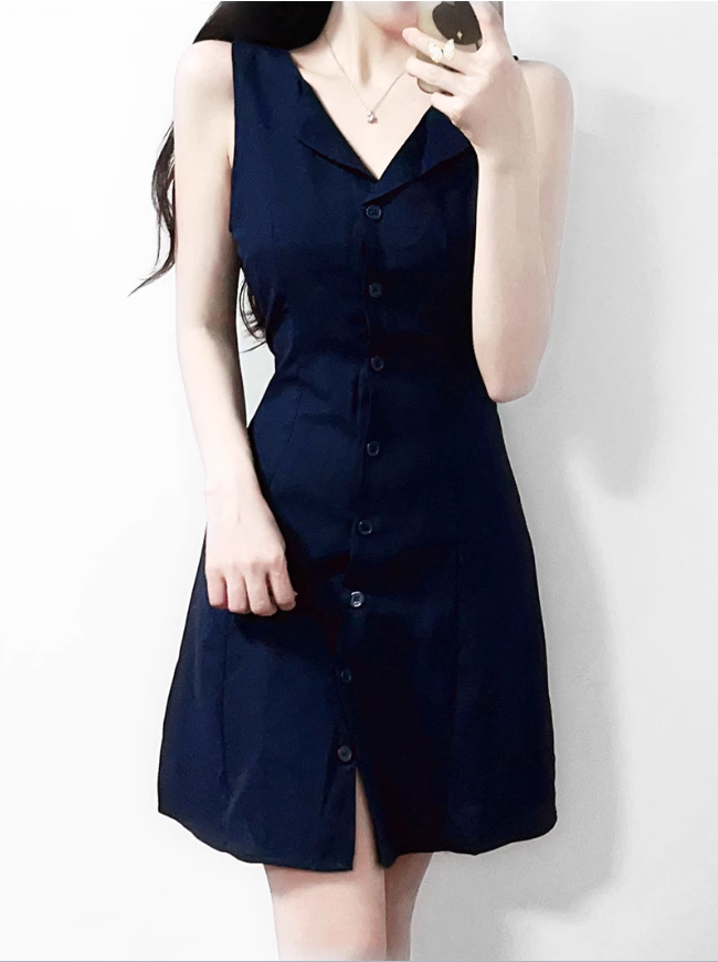 2025 Summer New High Waist V-Neck Single-Breasted Lace-Up Short A-Line Suit Dress R0970