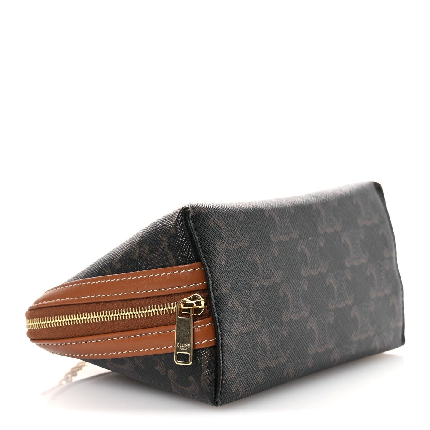 Triomphe Canvas Lambskin Clutch On Chain Tan