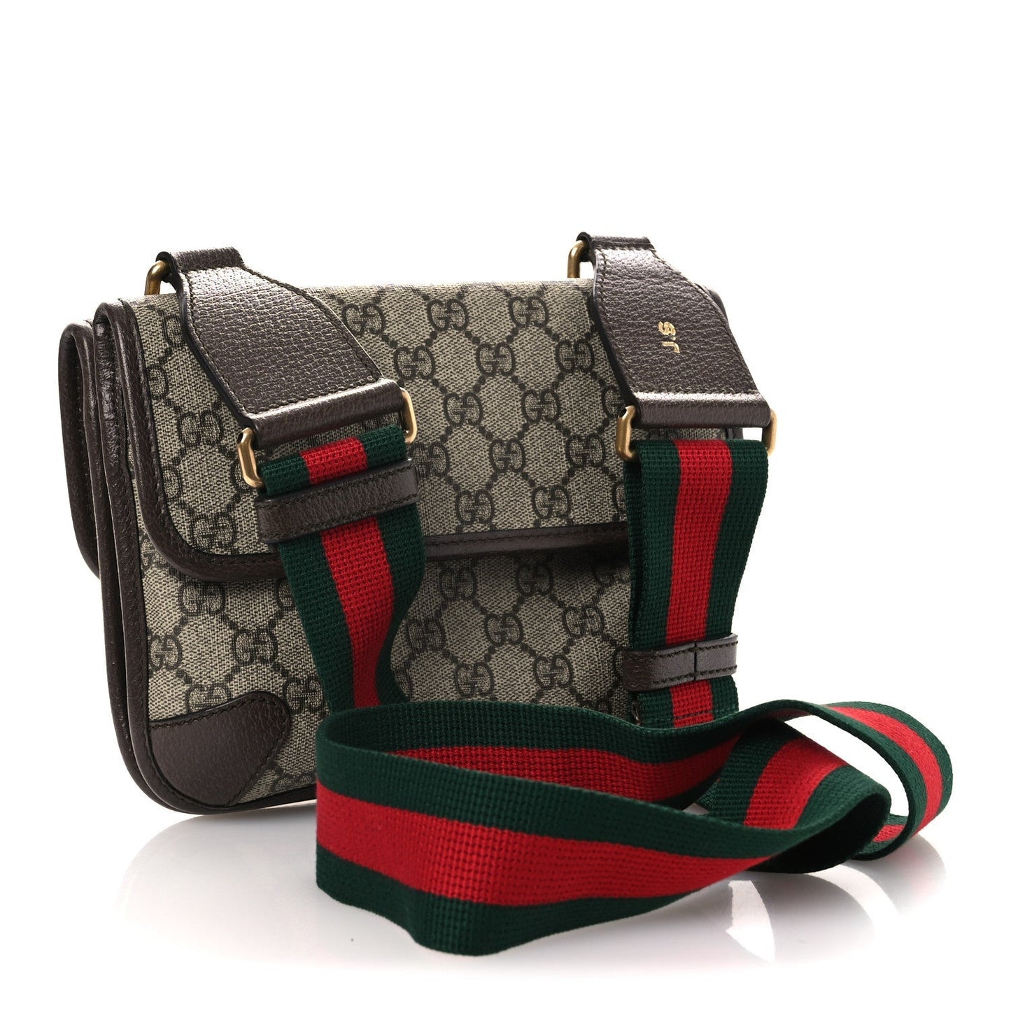 GG Supreme Monogram Web Small Neo Vintage Double Flap Messenger Bag Beige New Acero