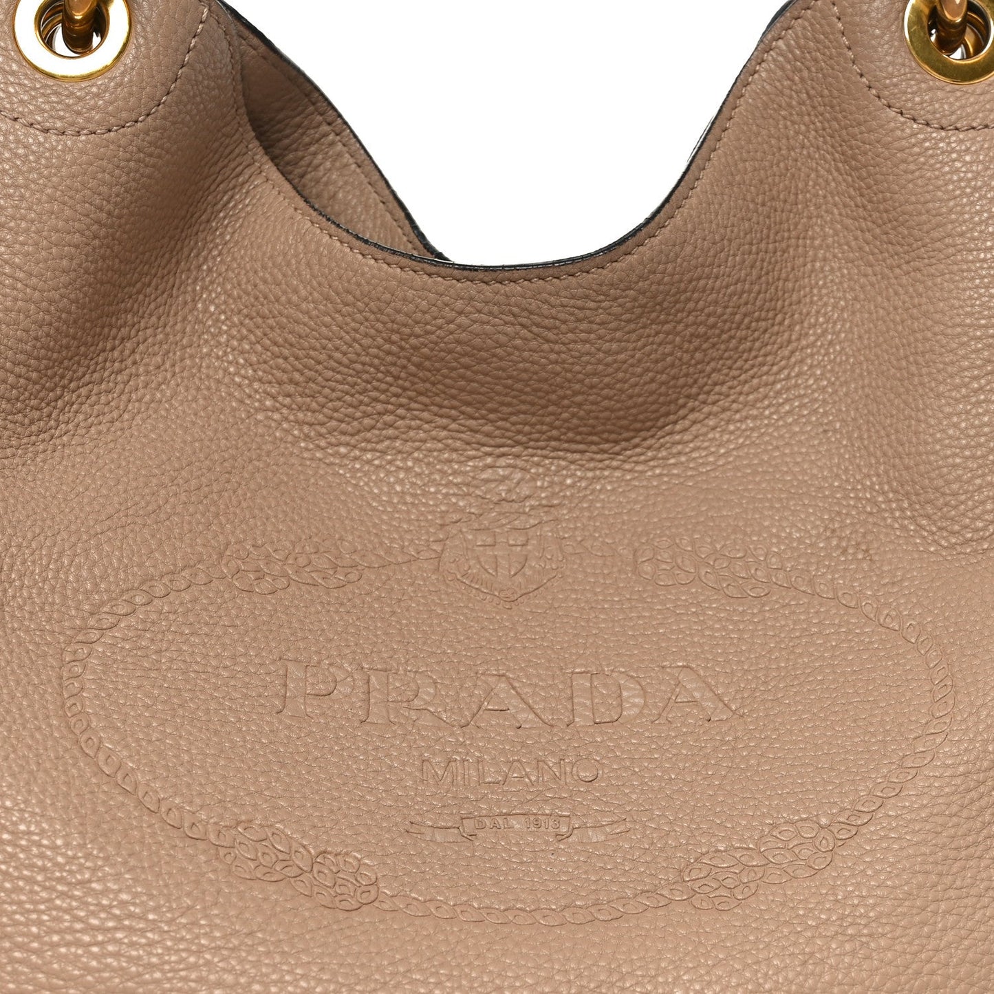 Vitello Phenix Embossed Logo Hobo Caramel