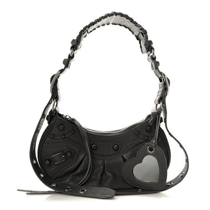Agneau Arena Le Cagole Shoulder Bag XS Dark Grey