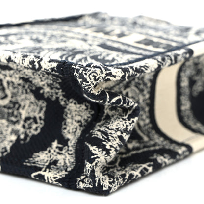 Canvas Toile de Jouy Reverse Embroidered Mini Book Tote Phone Bag Blue