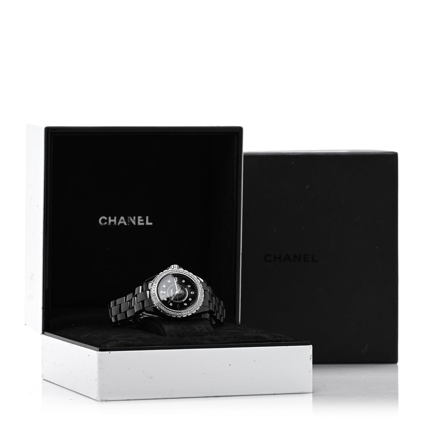 Stainless Steel Ceramic Diamond Bezel 33mm J12 Quartz Watch Black