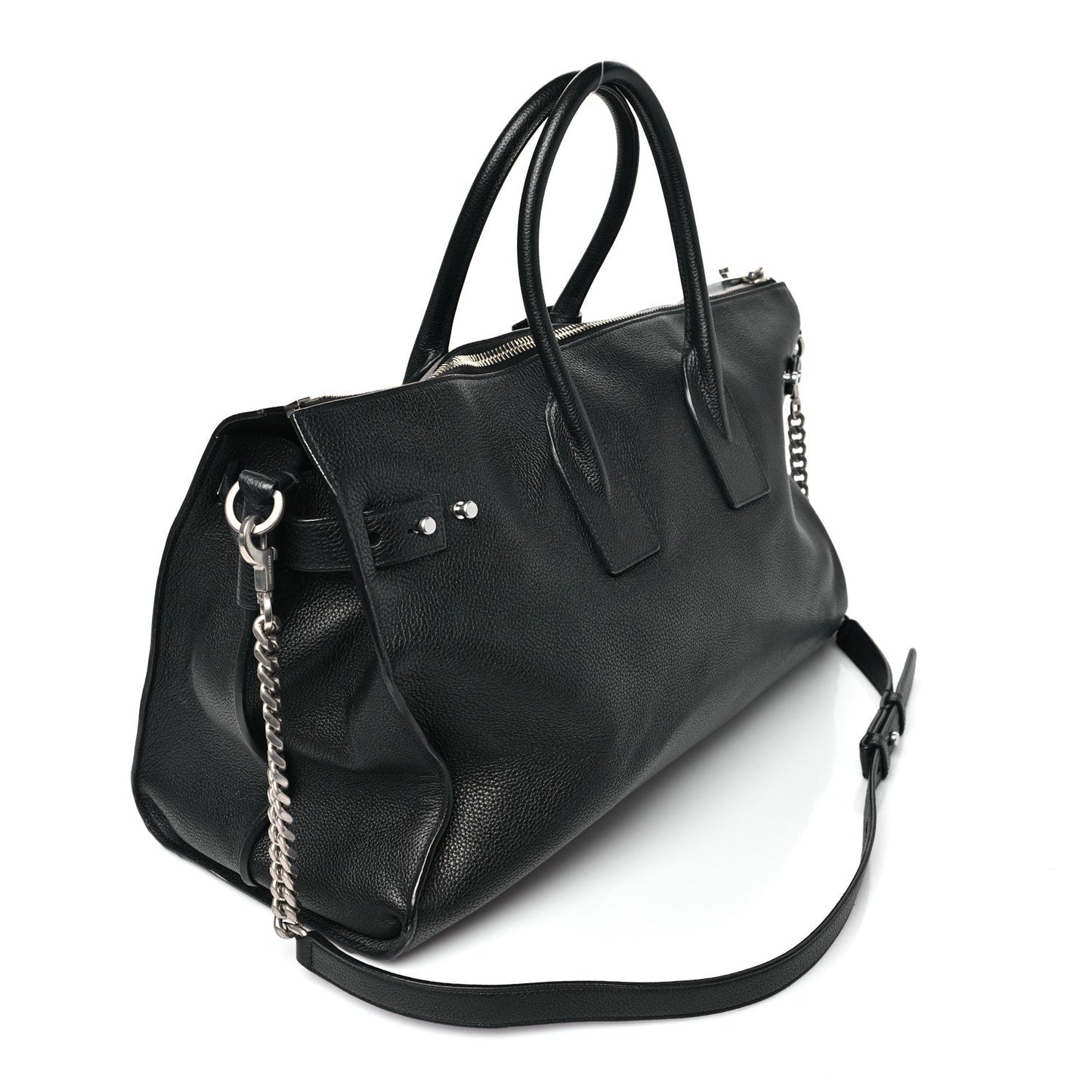 Grained Calfskin Medium Souple Sac De Jour Duffle Black