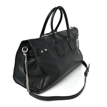 Grained Calfskin Medium Souple Sac De Jour Duffle Black