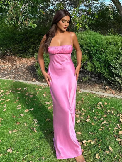 Backless Sapaghetti Straps Long Prom Gowns Prom Dresses