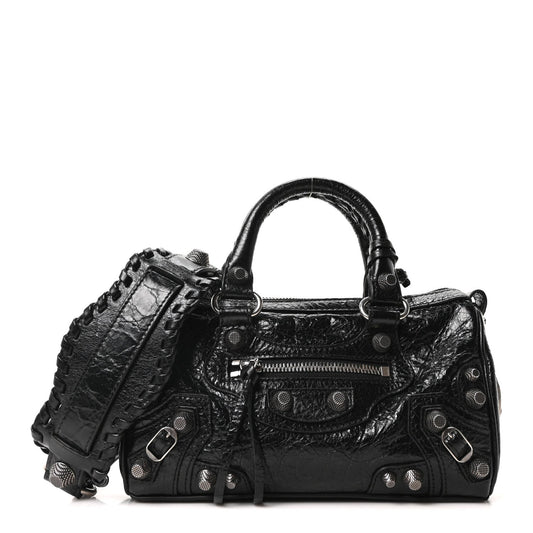 Agneau Arena Mini Le Cagole Duffle Crossbody Bag Black