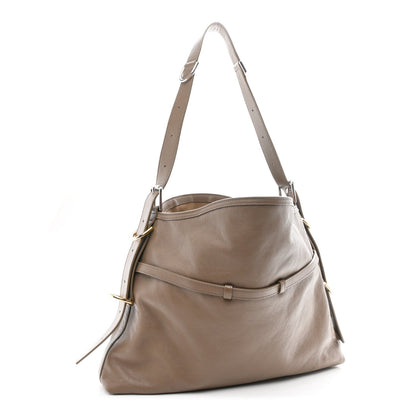 Tumbled Calfskin Medium Voyou Bag Taupe