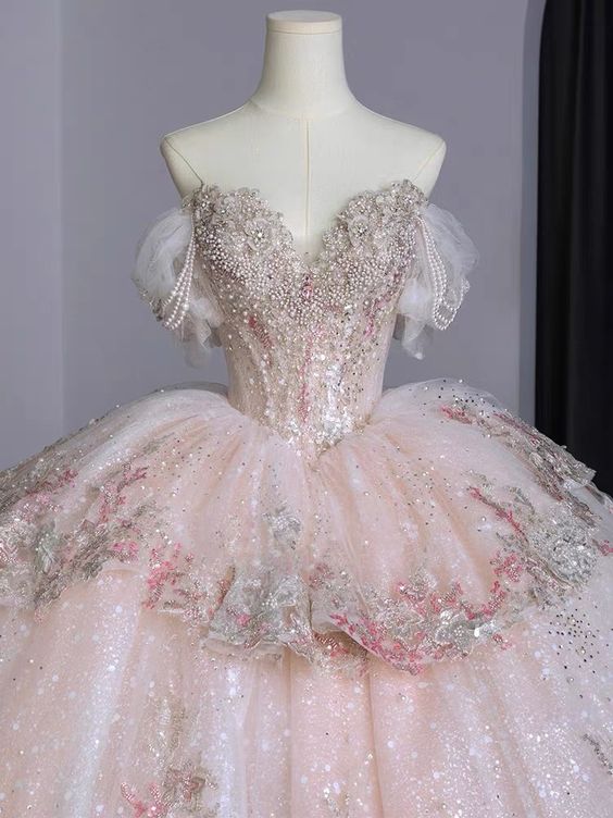 Ball Gowns Sweet 16 Dress Off The Shoulder Pink Sweet 16 Dresses
