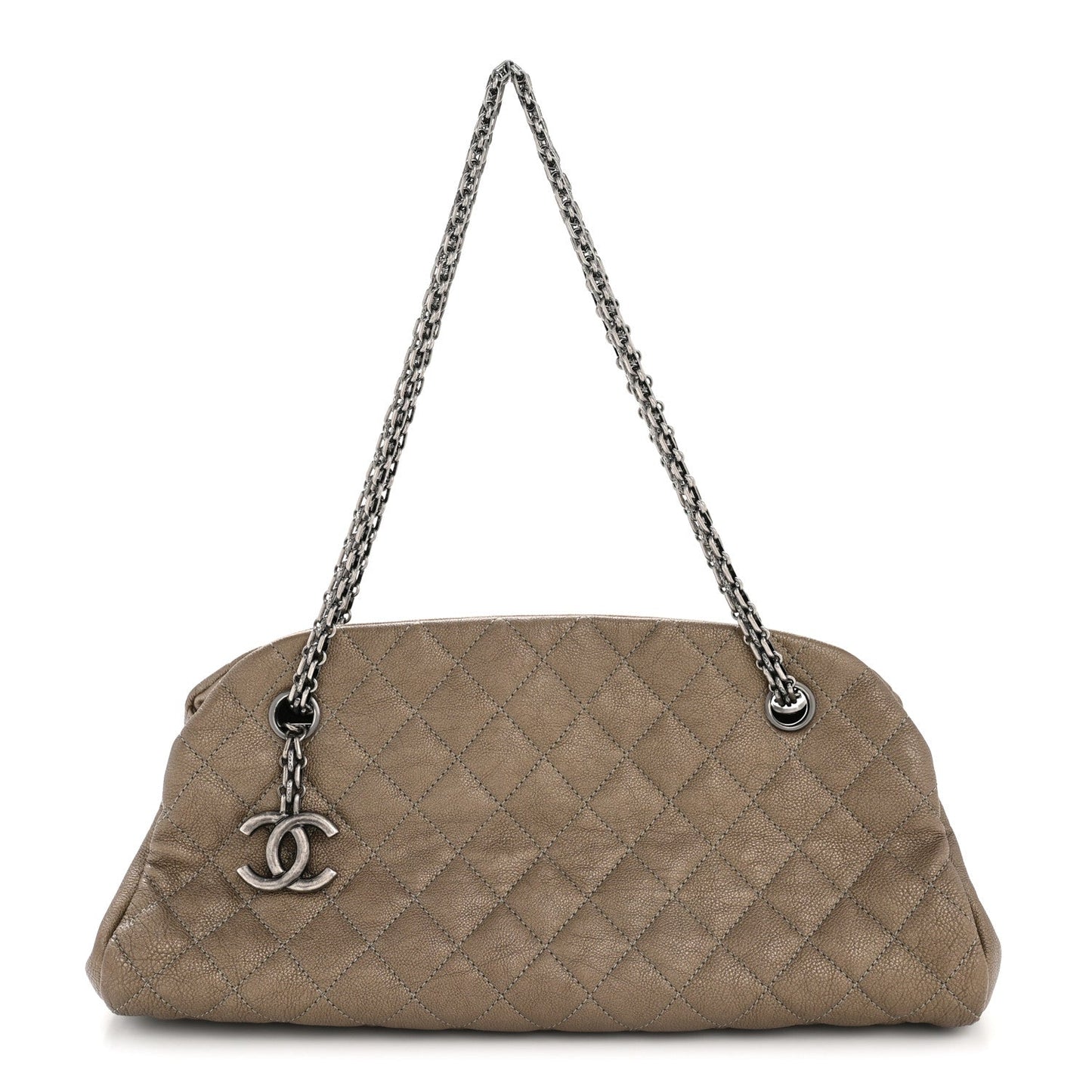 Metallic Caviar Quilted Medium Just Mademoiselle Beige