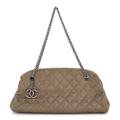 Metallic Caviar Quilted Medium Just Mademoiselle Beige