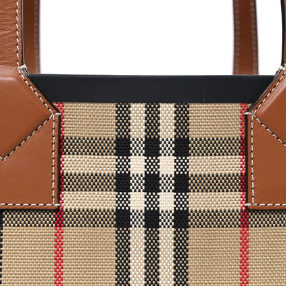 Cotton Vintage Check Medium London Tote Bag Briar Brown Black