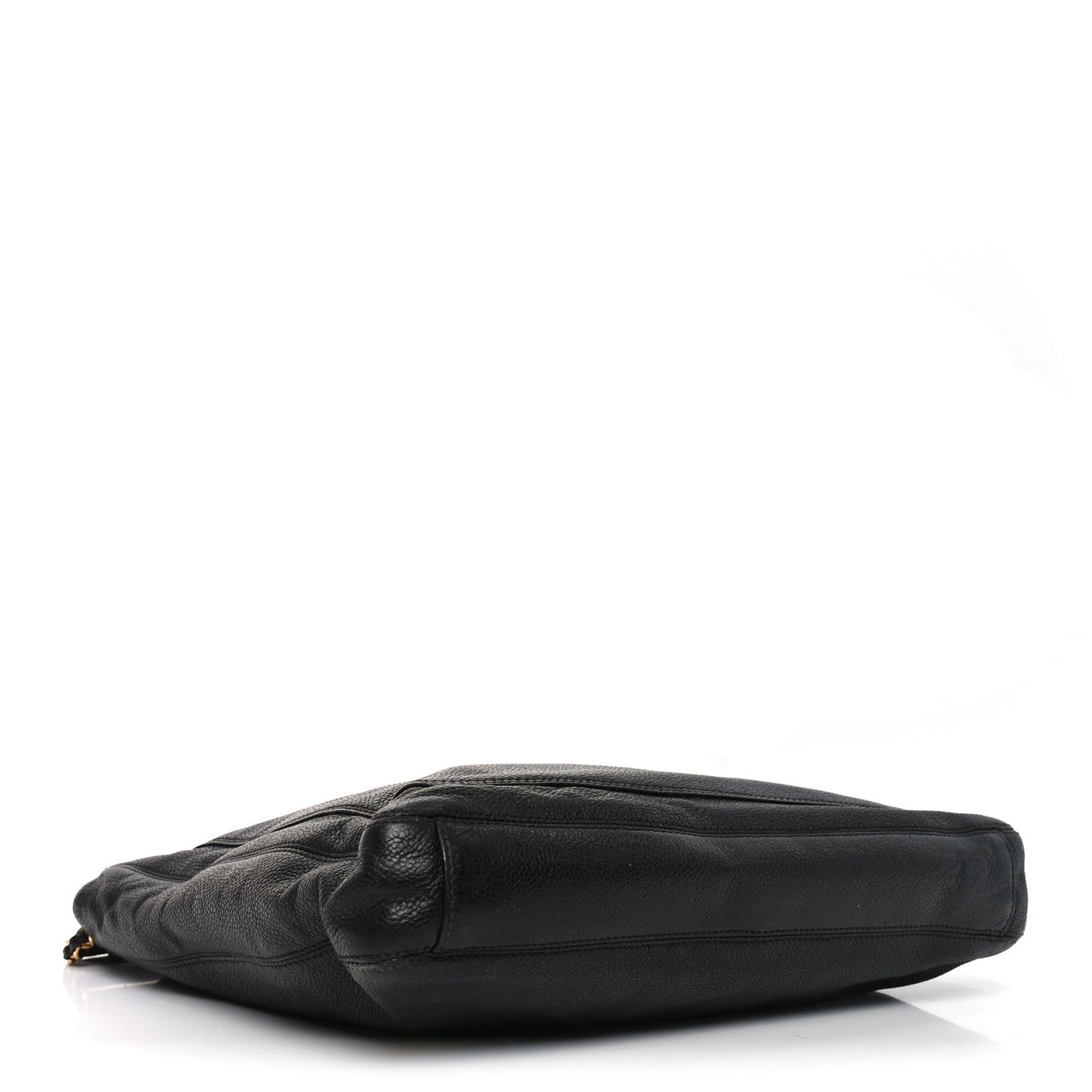 Caviar Embroidered Logo Shoulder Bag Black