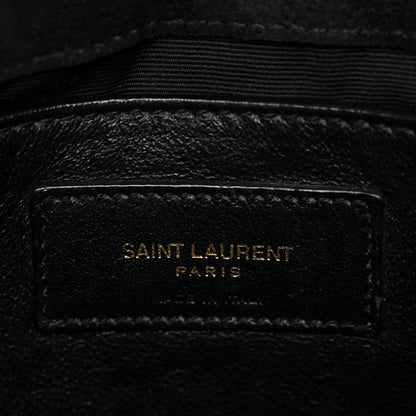 Patent Y Quilted Monogram Small Loulou Chain Satchel Black