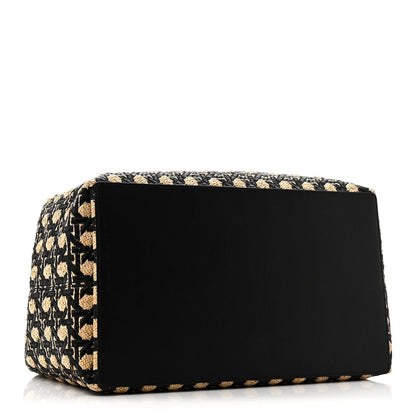 Raffia Calfskin Cannage Large Toujours Black Beige