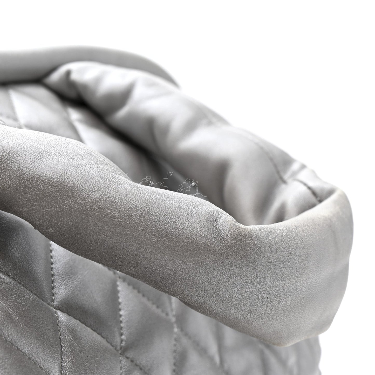 Metallic Lambskin Quilted Coco Cocoon Bowler Silver