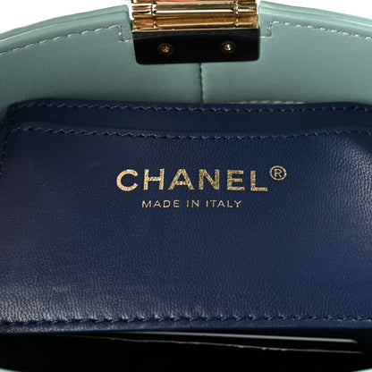 Lambskin Resin Elegant Chain Vanity Case Light Blue