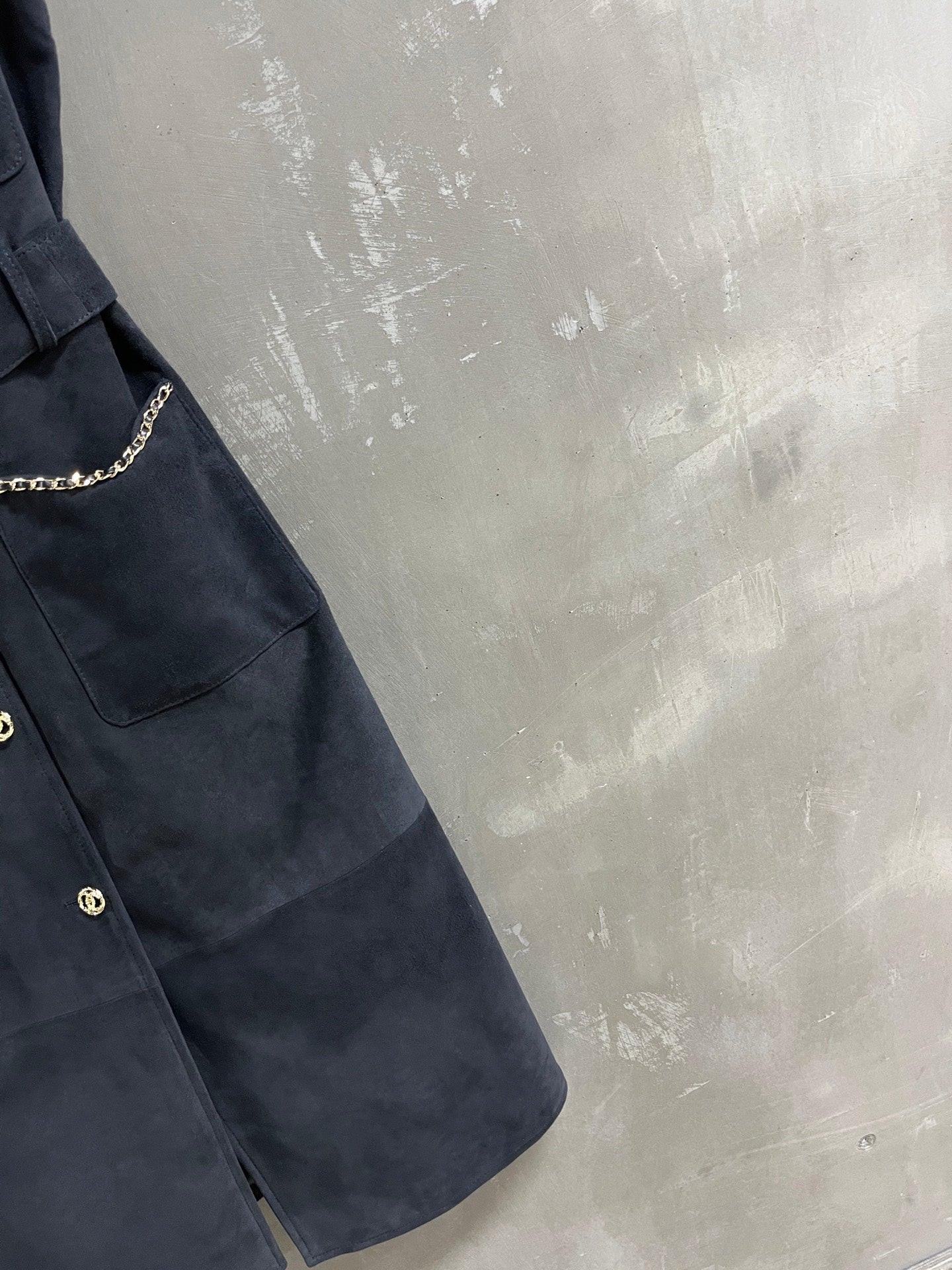 CC 25 Chain Trench Vest Coat Blend Black Cashmere