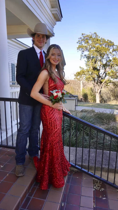 One Shoulder Sequin Prom Dresses, Mermaid Long Evening Dress
