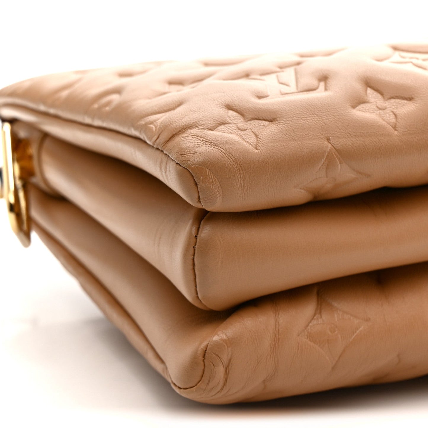 Lambskin Embossed Monogram Coussin PM Camel