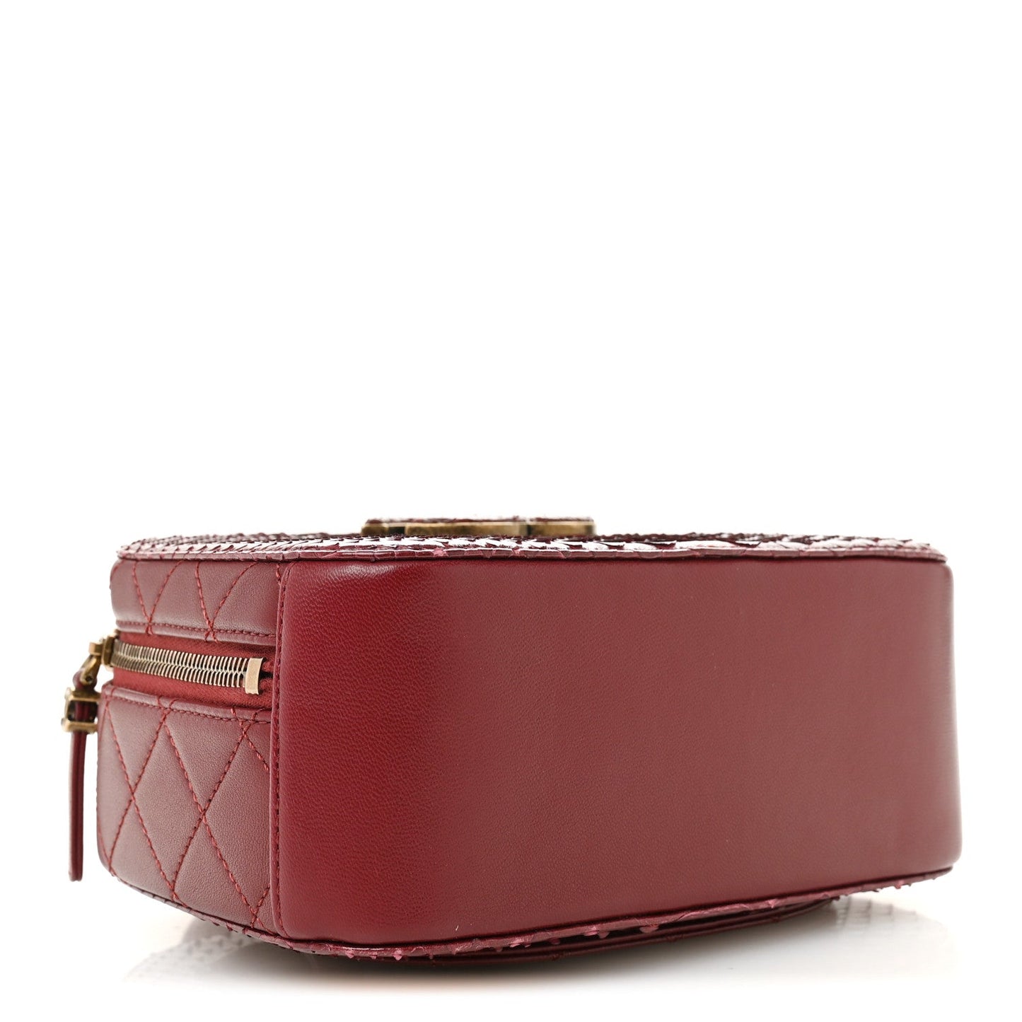 Snakeskin Calfskin Quilted Small Coco Curve Vanity Burgundy