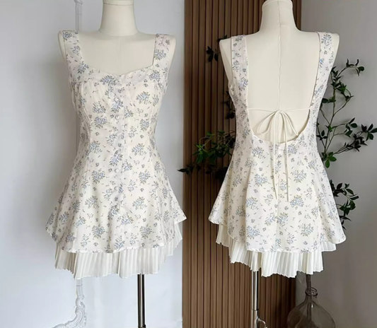 Dress Princess Panties Floral Dress U Back Pastoral Style New Arrival R0282