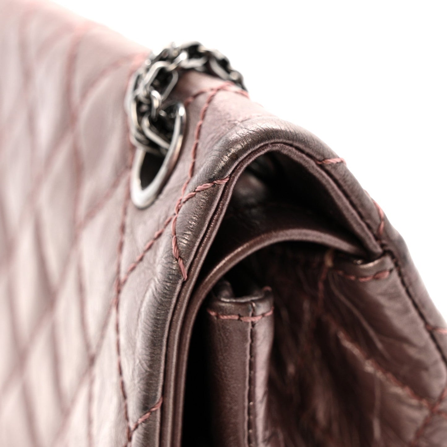Metallic Aged Calfskin Quilted 2.55 Reissue 226 Flap Rose Fonce