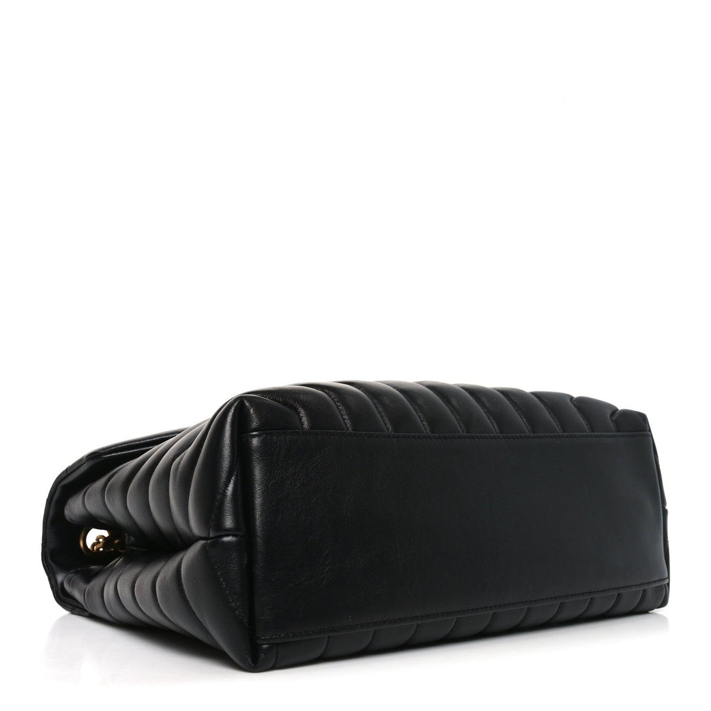 Calfskin Y Quilted Monogram Medium Loulou Chain Satchel Black