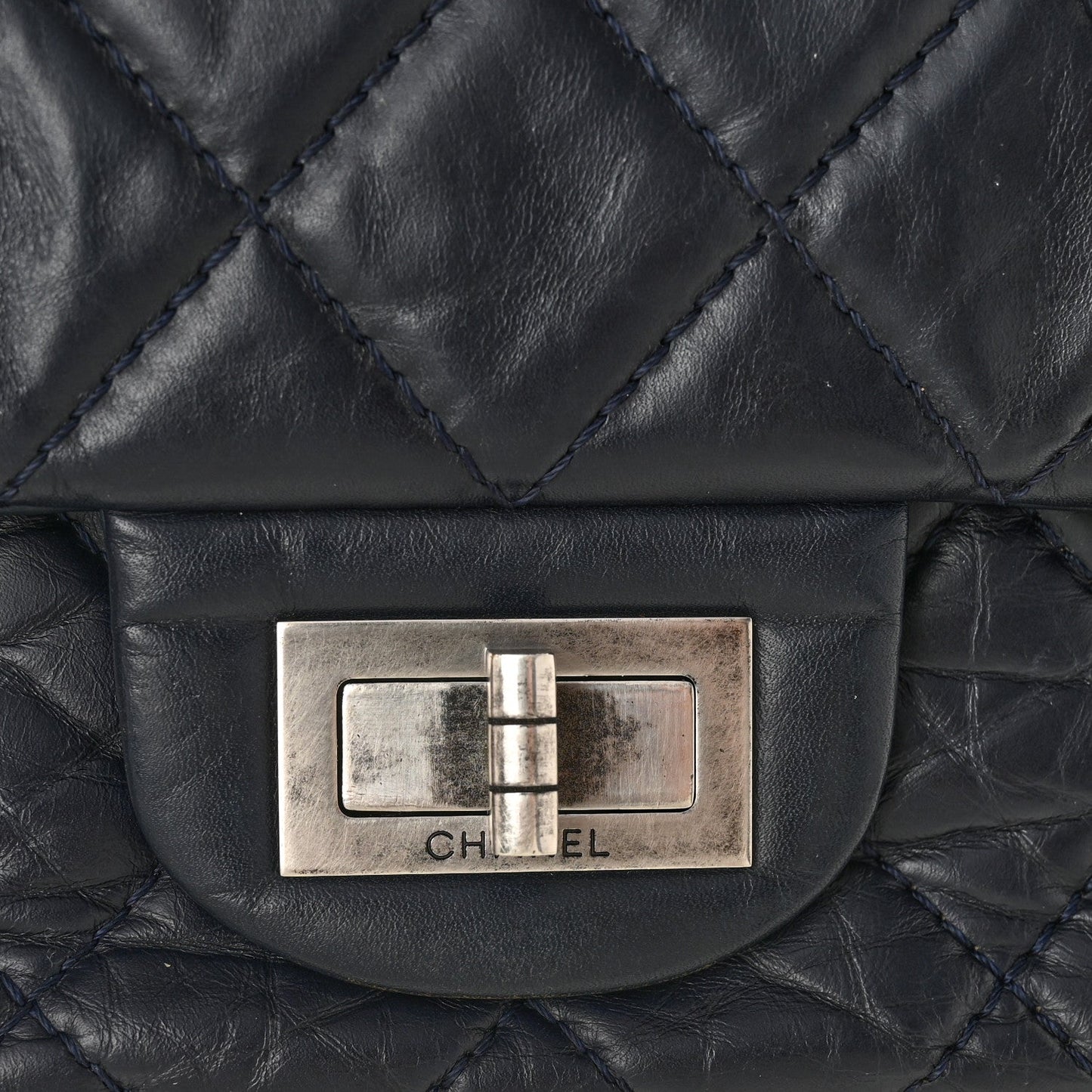 Aged Calfskin Quilted 2.55 Reissue 227 Flap Dark Blue