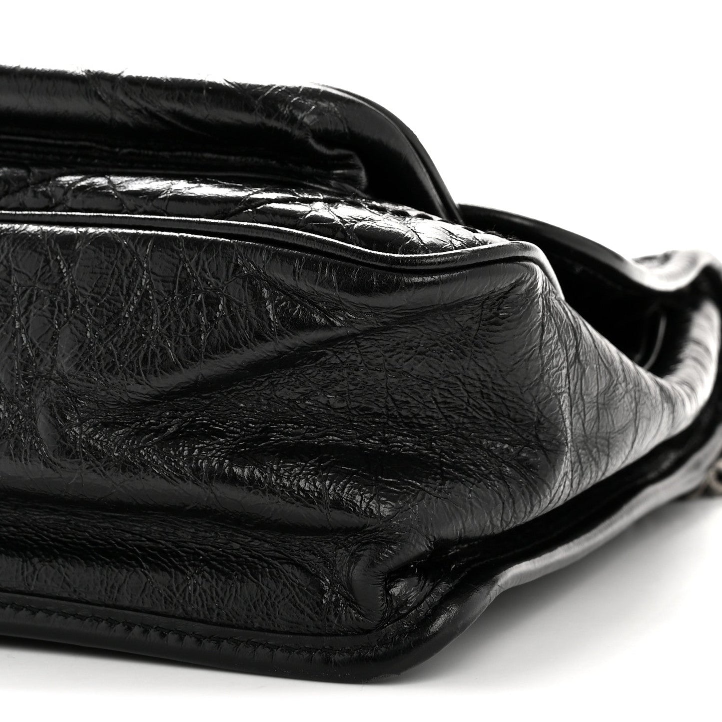 Crinkled Calfskin Matelasse Monogram Medium Niki Chain Satchel Black