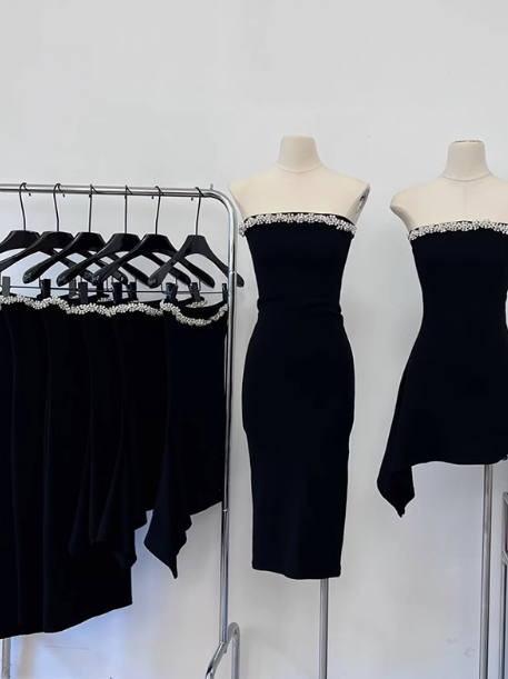 Tube Top Dress Women 2025 New High-end Birthday Dress One Shoulder Hip Skirt R0254