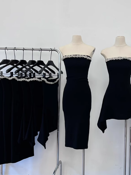 Tube Top Dress Women 2025 New High-end Birthday Dress One Shoulder Hip Skirt R0254